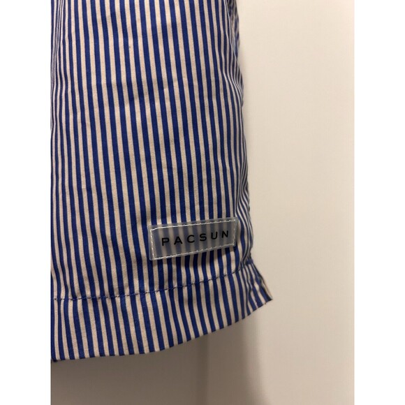 Pacsun Shorts Mens Size XL Swim Trunks Blue White Seersucker Stripes Net Briefs - Picture 4 of 6